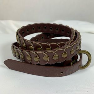 Brown Women’s Belt Brass Buckle & Rivots XS/S